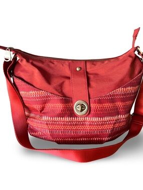 Baggallini Red Patterned Crossbody Shoulder Bag with Turn-Lock